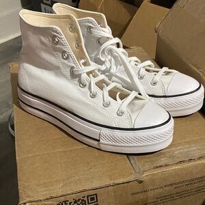 Converse White Platform High-Top Sneakers